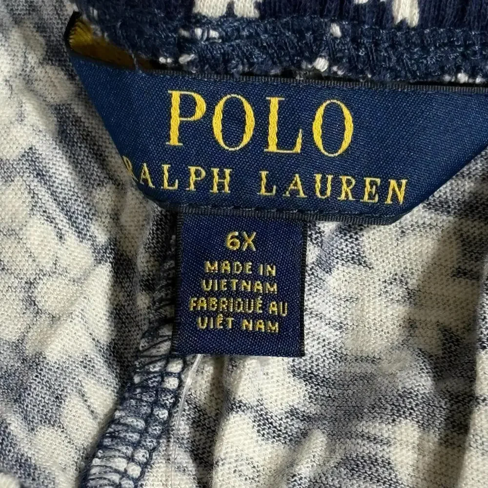 Polo Ralph Lauren Joggers Girls 6X Blue Floral Elastic French Terry